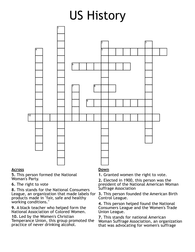 US History Crossword