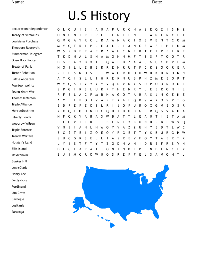 U.S History Word Search