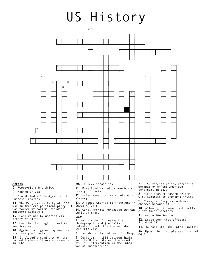 US History Crossword