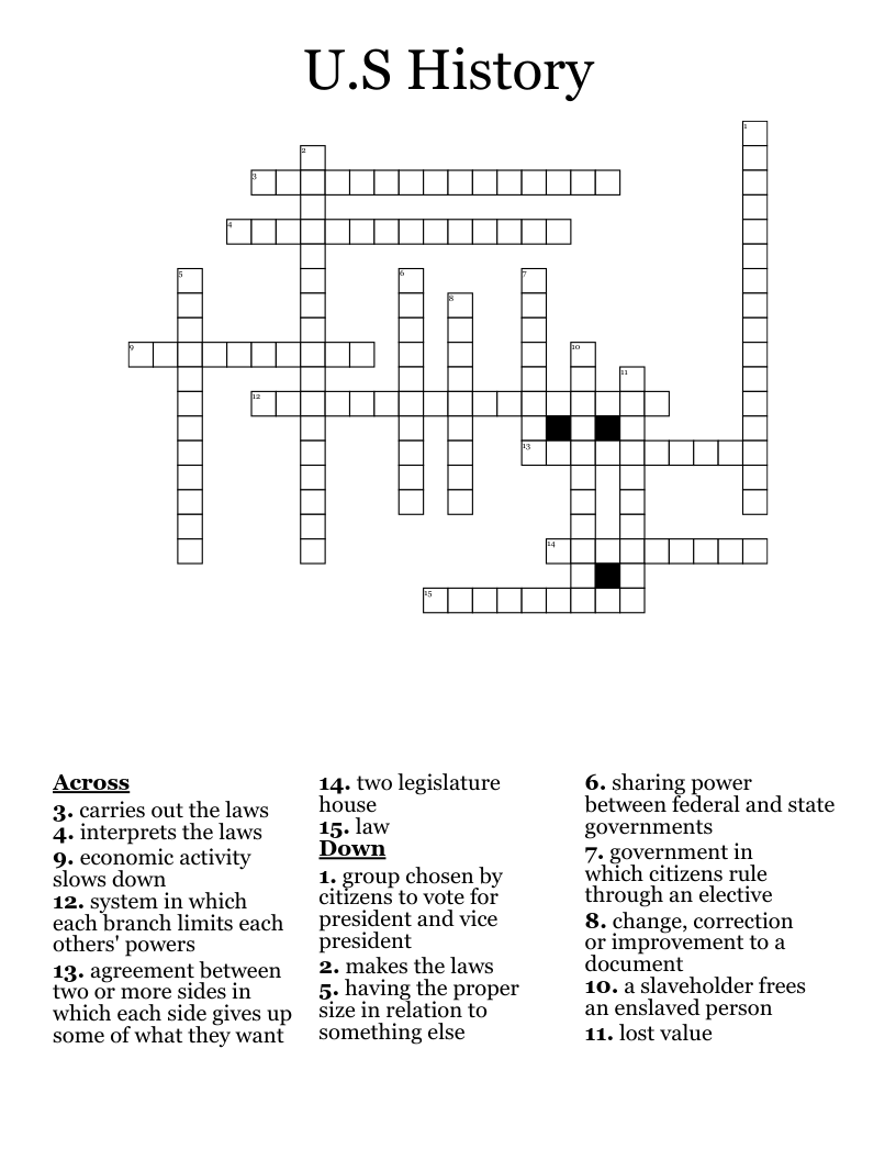 U.S History Crossword