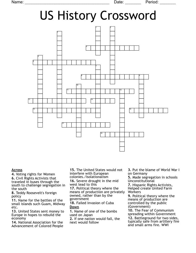 US History Crossword
