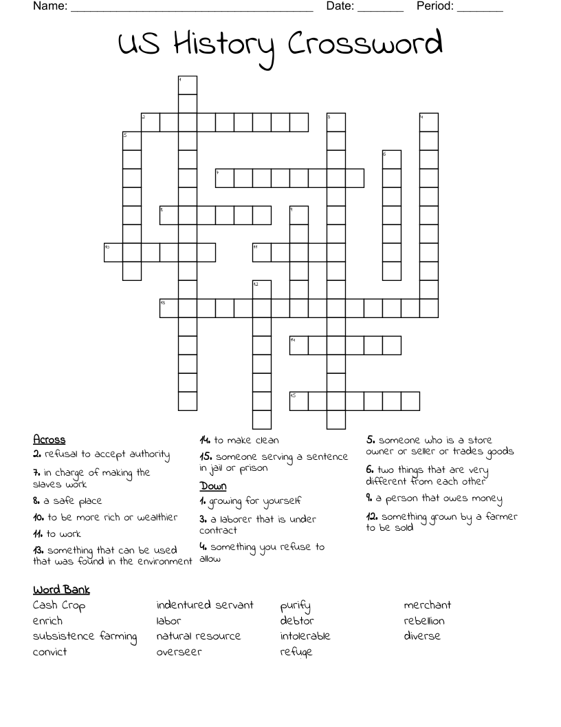 US History Crossword