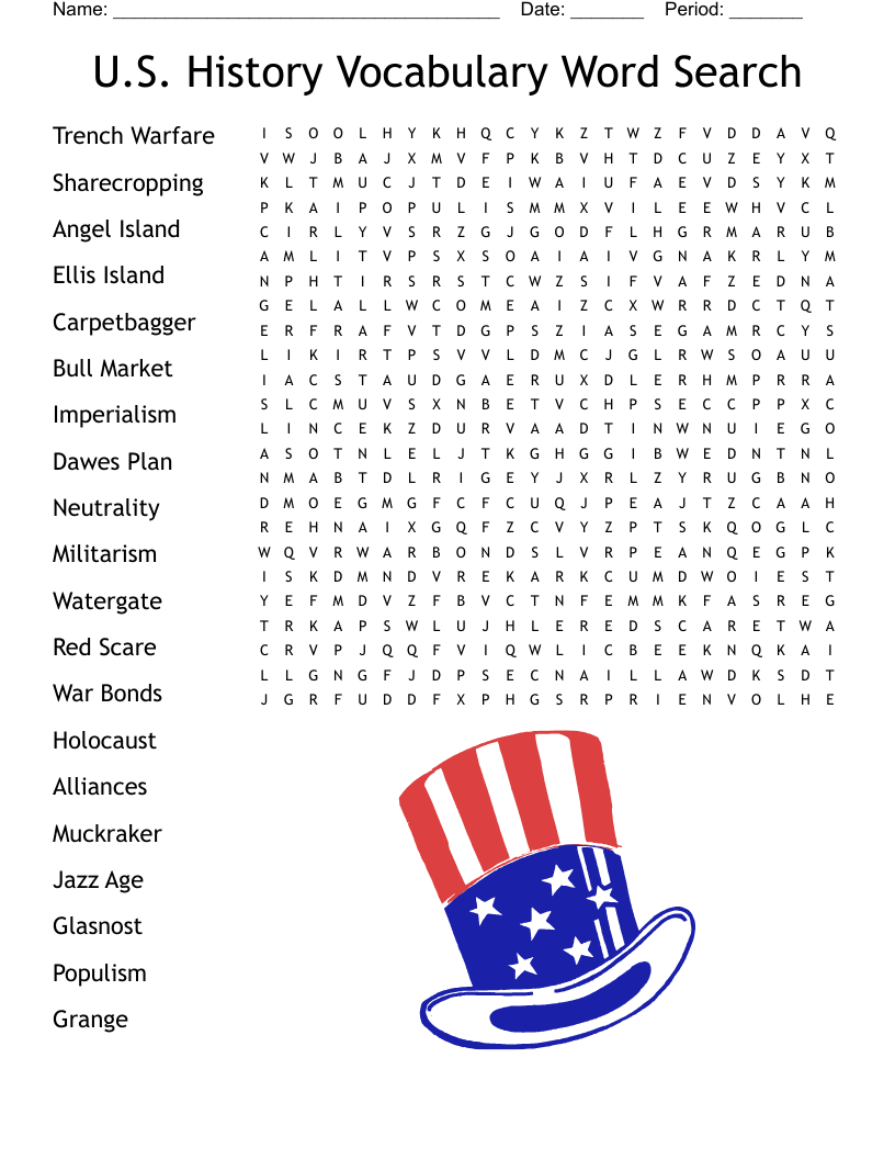 U.S. History Vocabulary Word Search