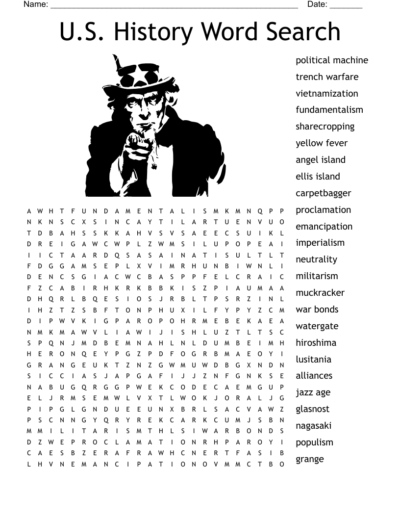 U.S. History Word Search