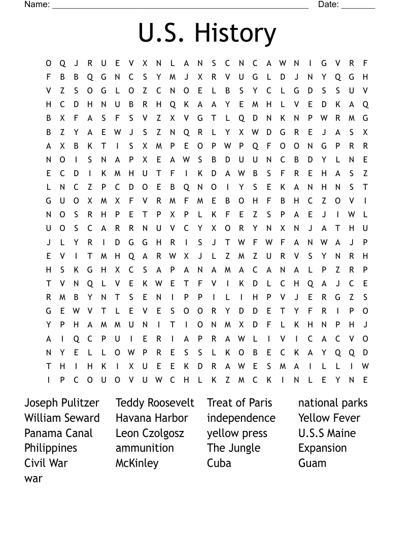 U.S. History  Word Search
