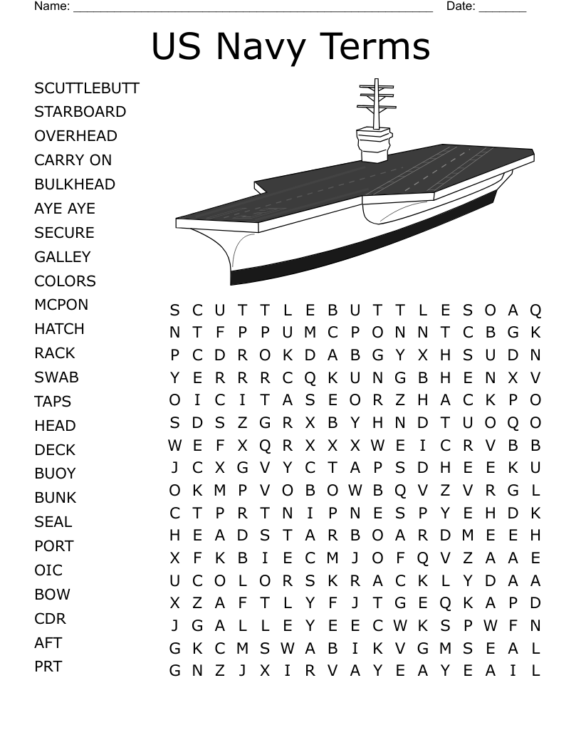 US Navy Terms Word Search