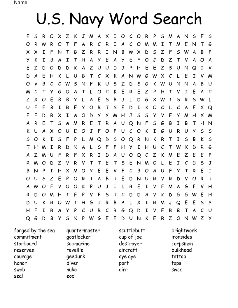 U.S. Navy Word Search