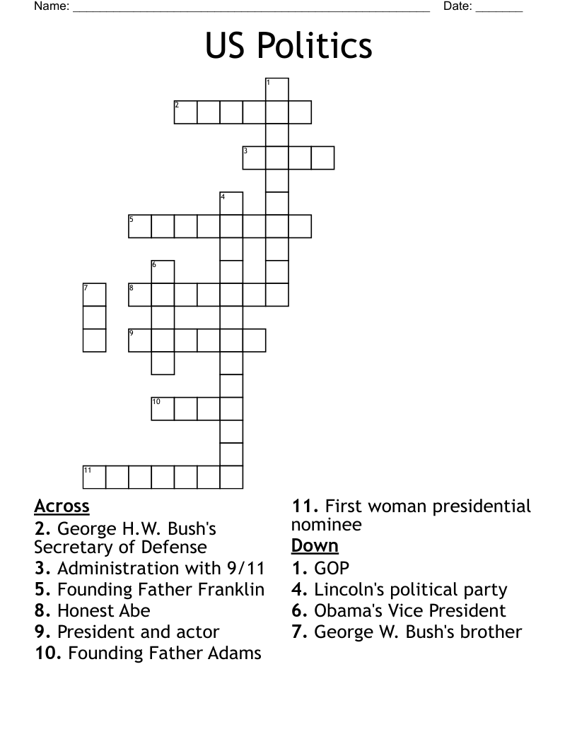 US Politics Crossword