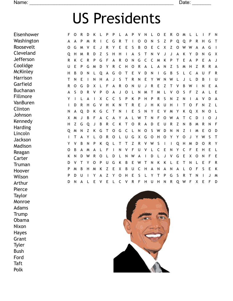 US Presidents Word Search