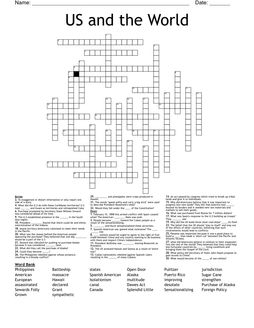 US and the World Crossword