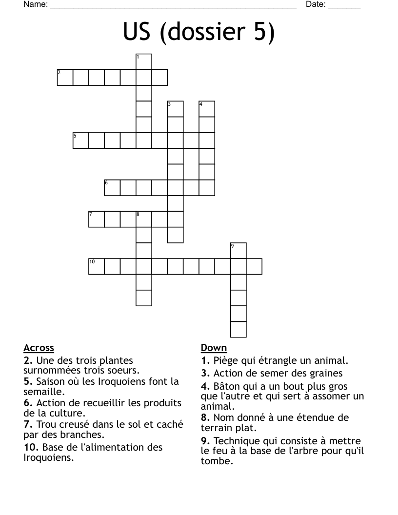 US (dossier 5) Crossword