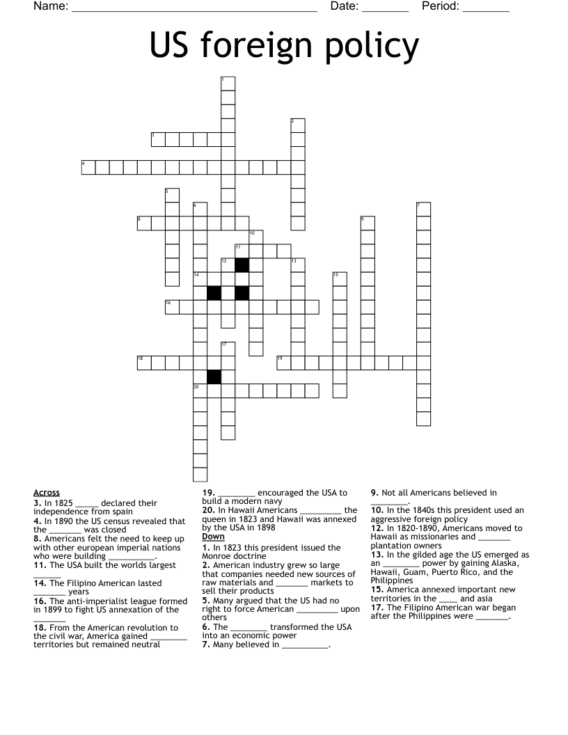 US foreign policy Crossword