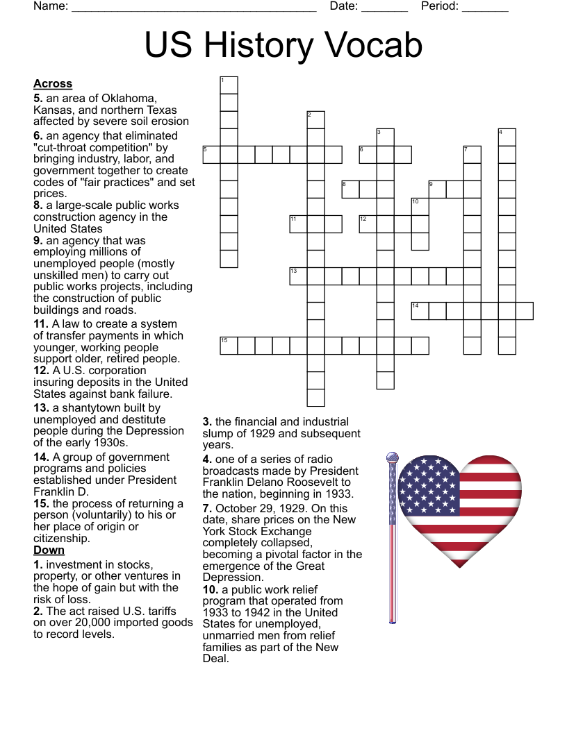 US History Vocab Crossword