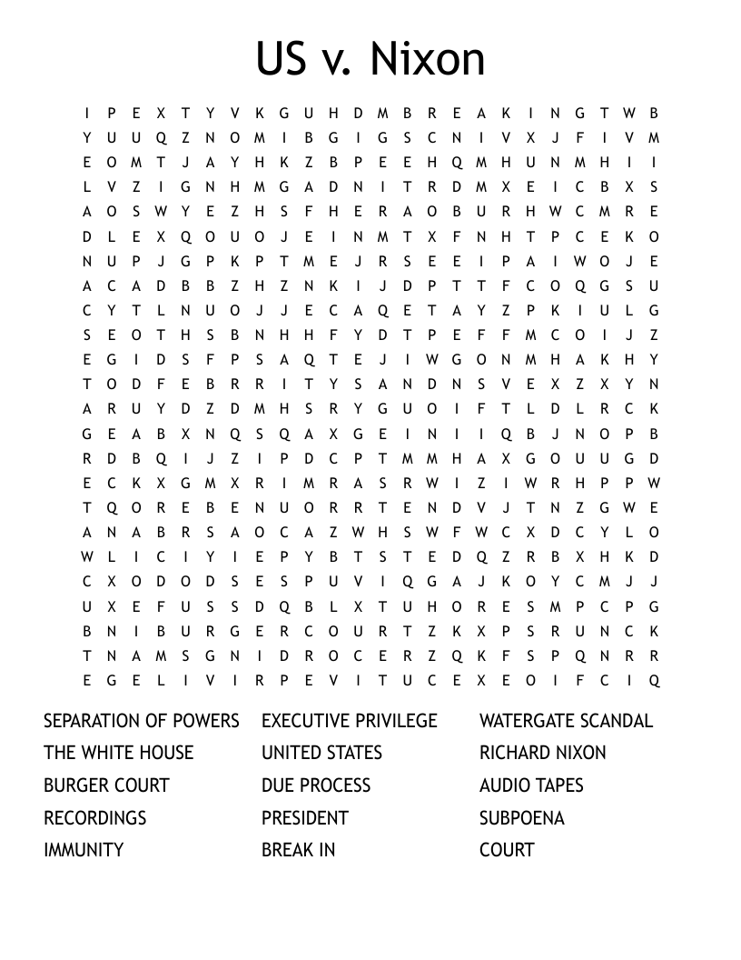 US v. Nixon Word Search