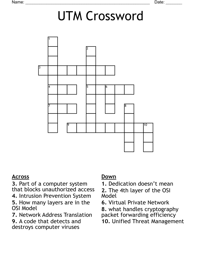 UTM Crossword
