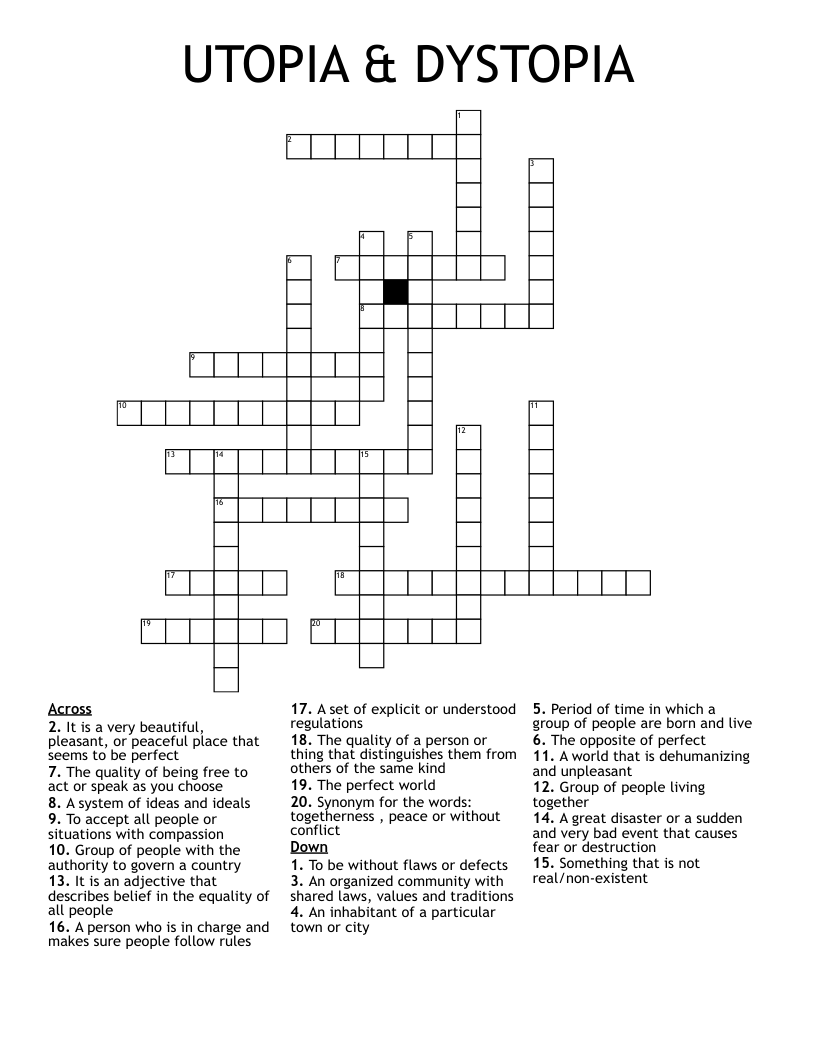 UTOPIA & DYSTOPIA Crossword