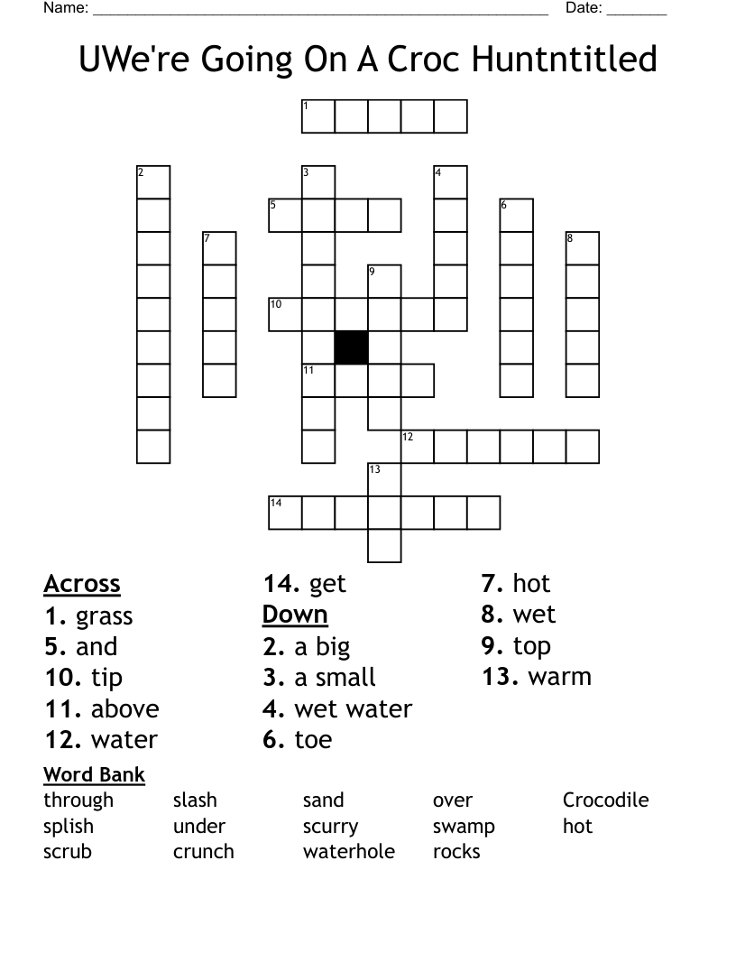 UWe're Going On A Croc Huntntitled Crossword