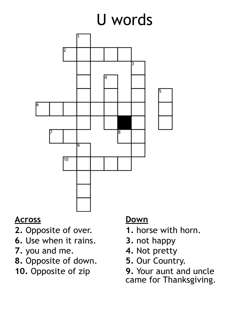 U words Crossword