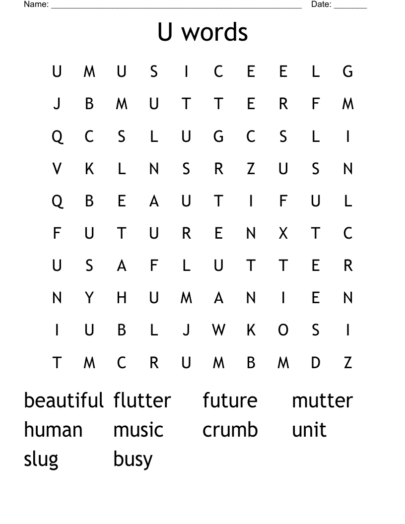 U words Word Search