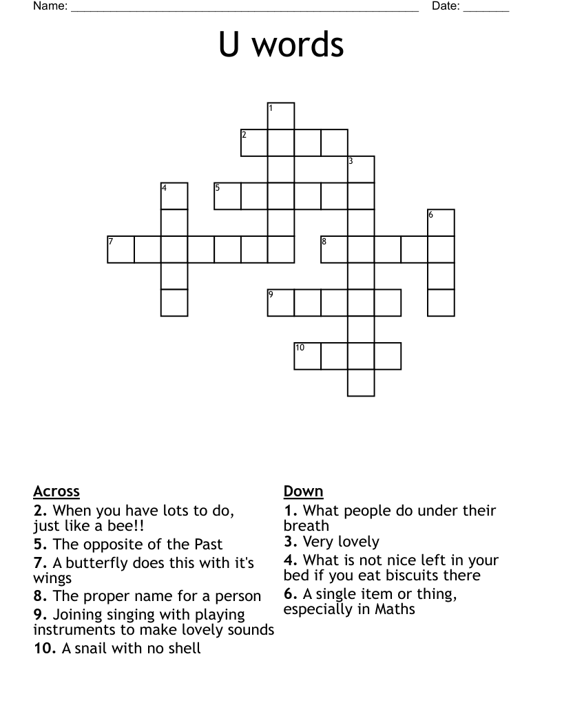 U words Crossword