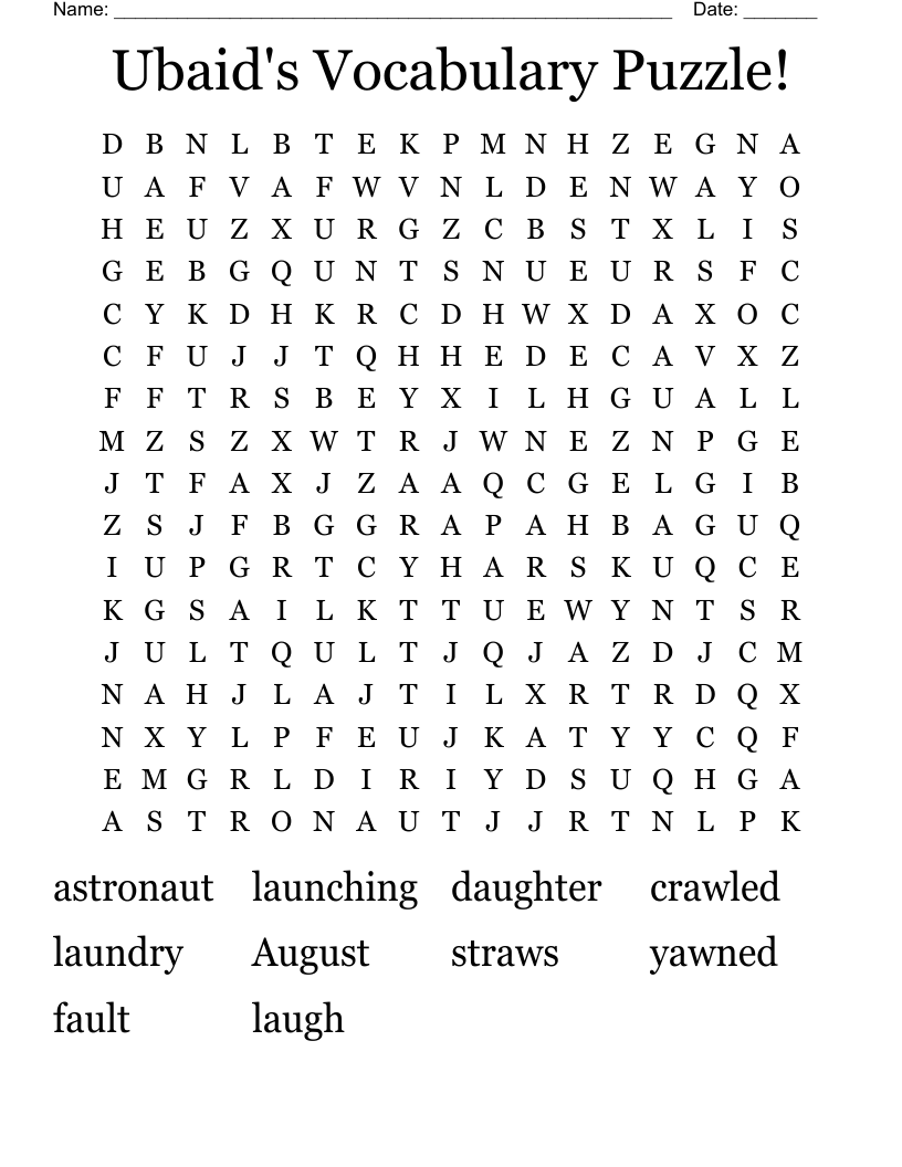 Ubaid's Vocabulary Puzzle! Word Search