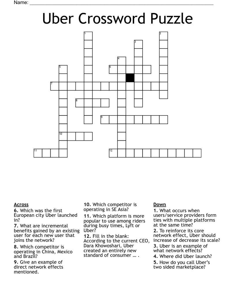 Uber Crossword Puzzle