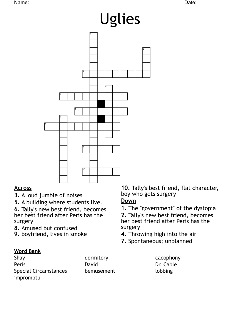Uglies Crossword