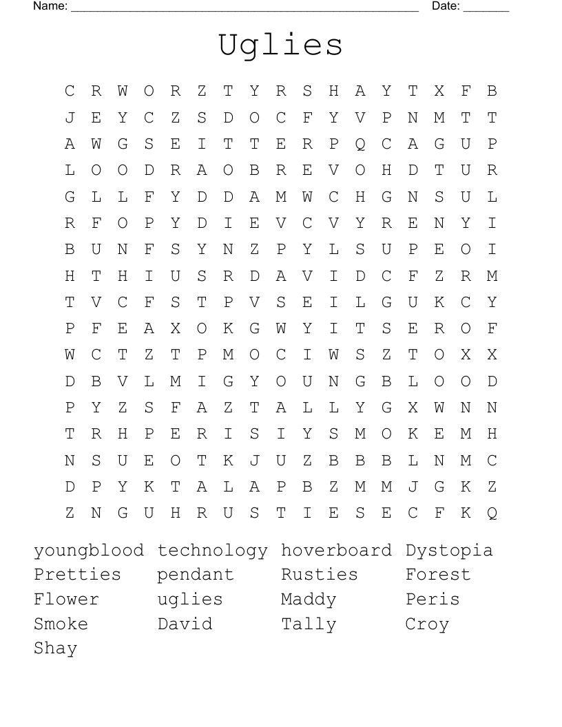 Uglies Word Search
