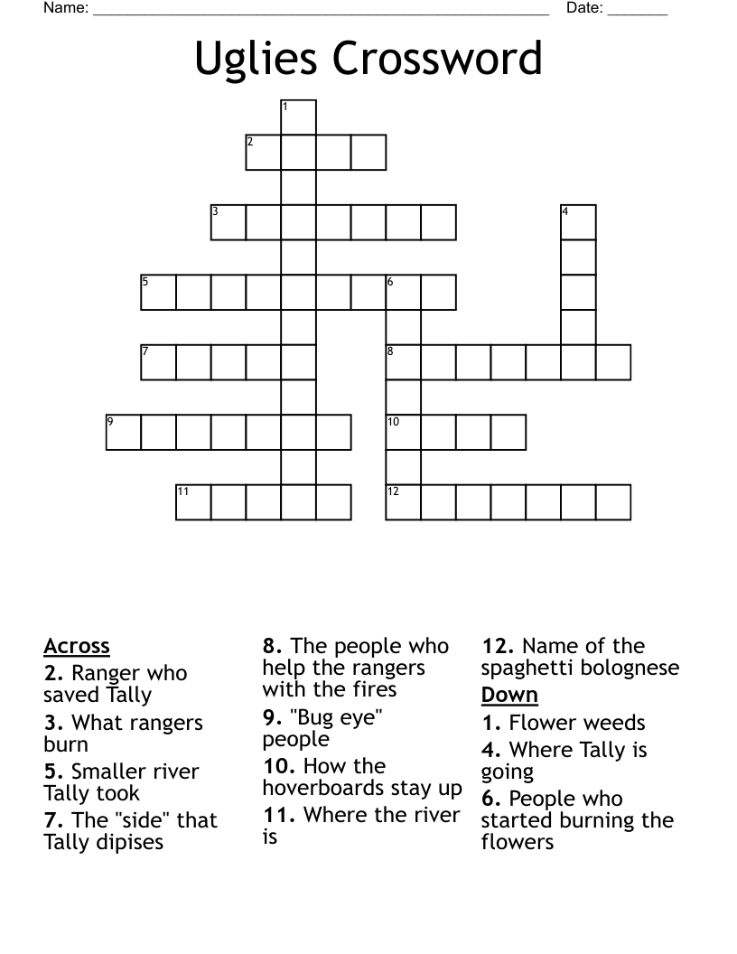 Uglies Crossword
