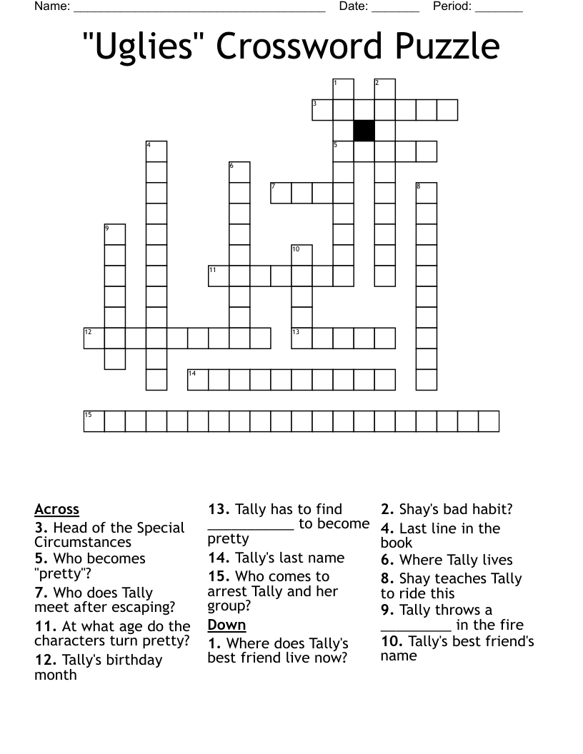 "Uglies" Crossword Puzzle