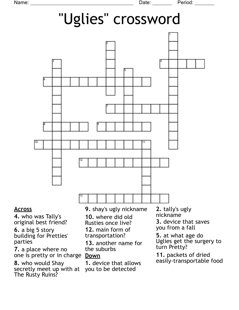 "Uglies" crossword