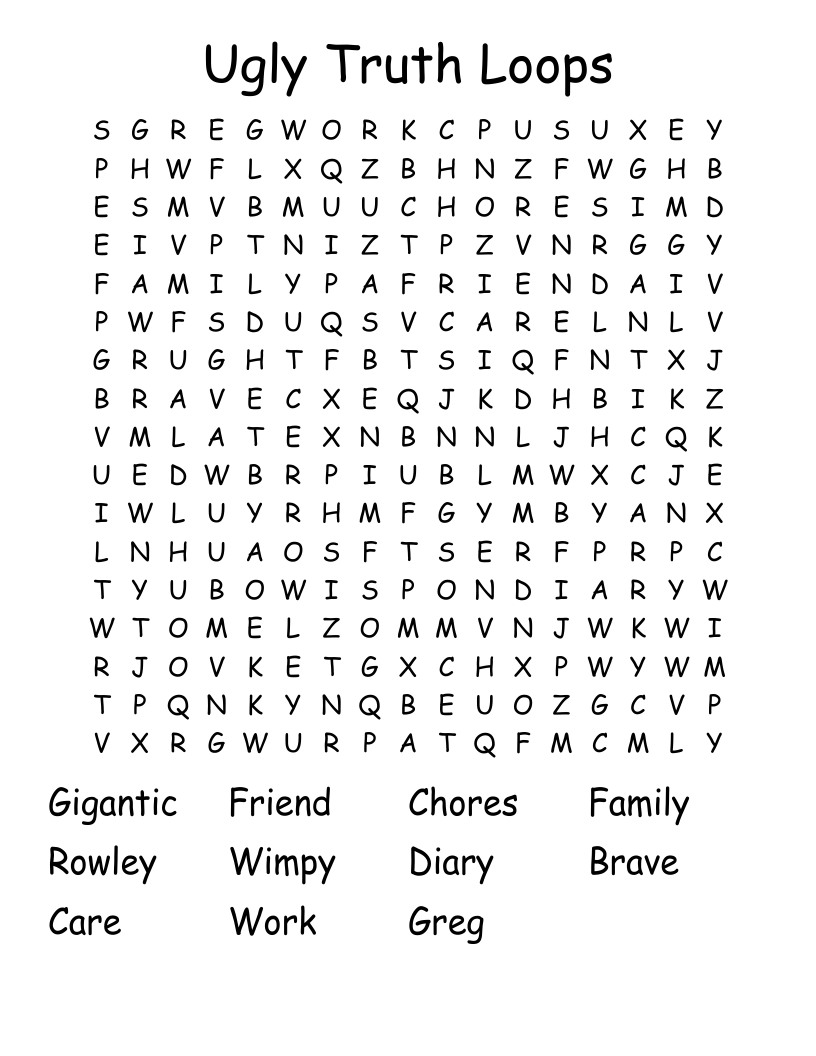 Ugly Truth Loops Word Search