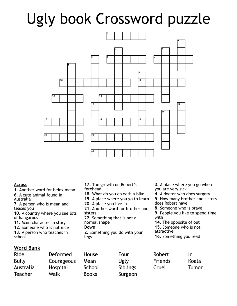 Ugly book Crossword puzzle 