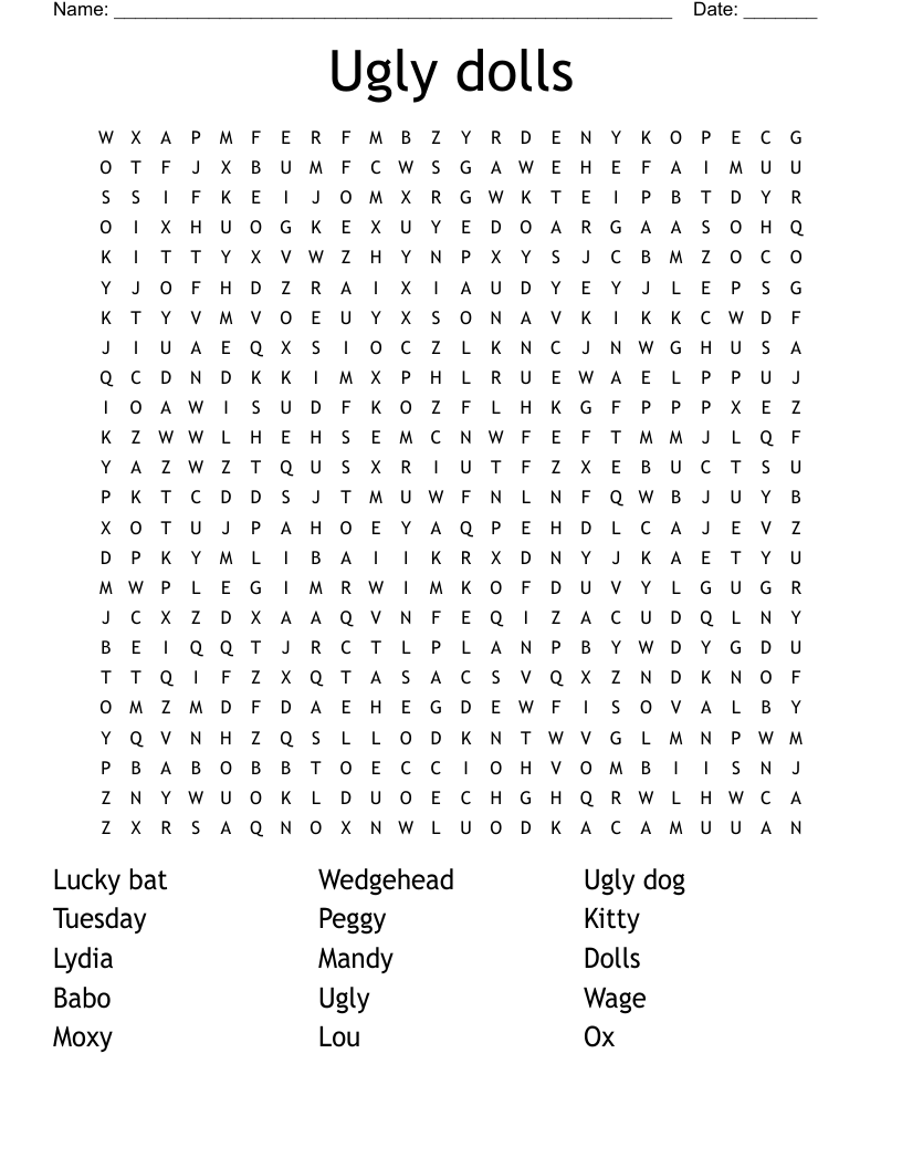 Ugly dolls Word Search