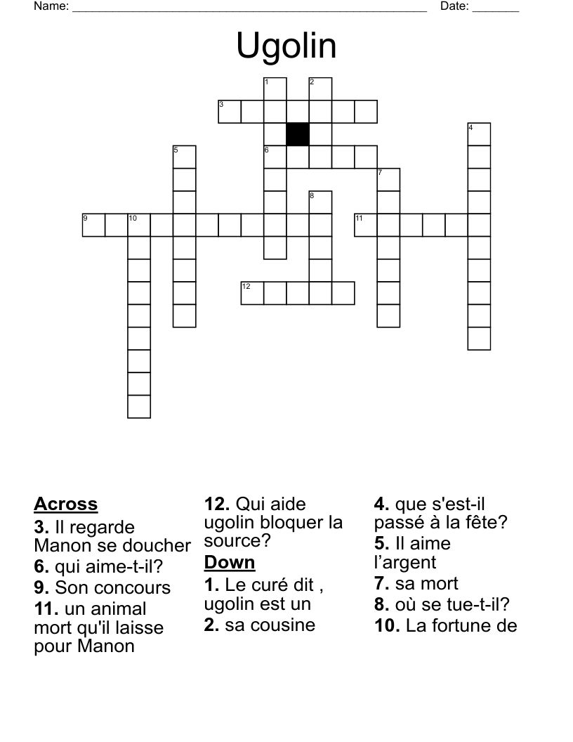Ugolin Crossword