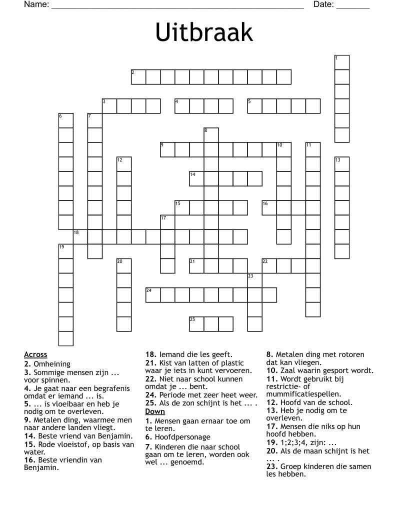 Uitbraak Crossword