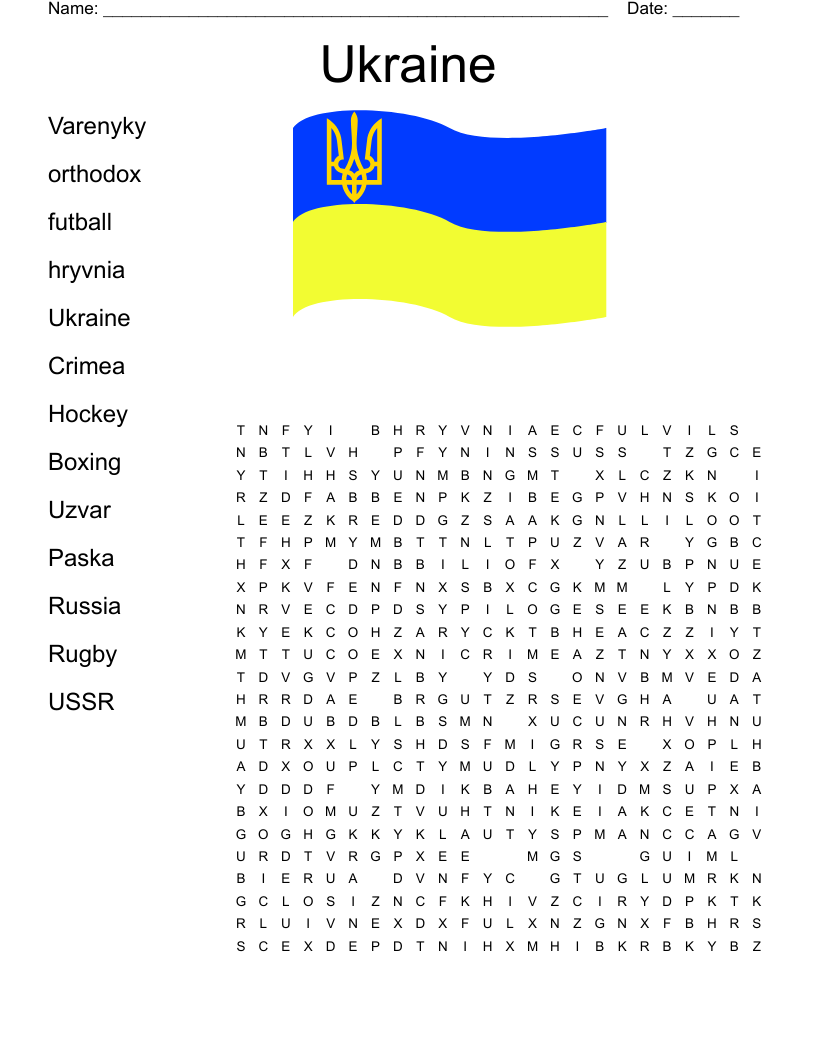 Ukraine Word Search