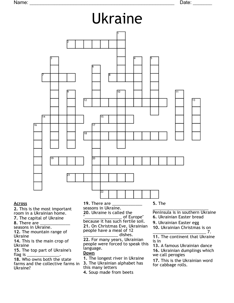 Ukraine Crossword