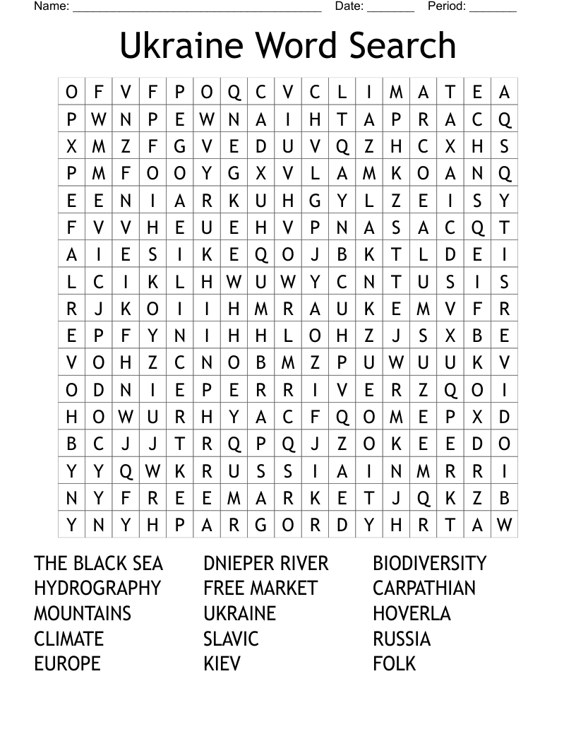 Ukraine Word Search