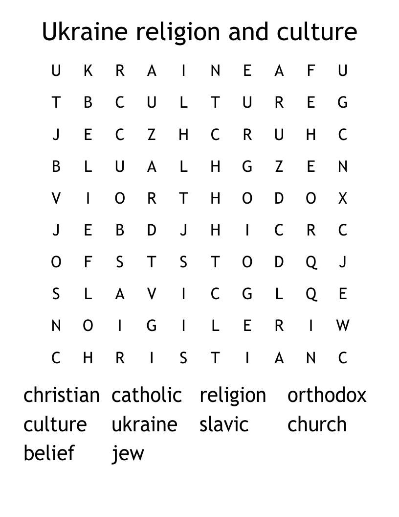 Ukraine religion and culture Word Search
