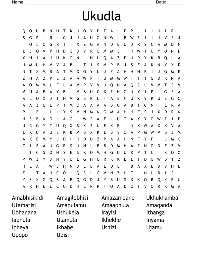 Ukudla Word Search