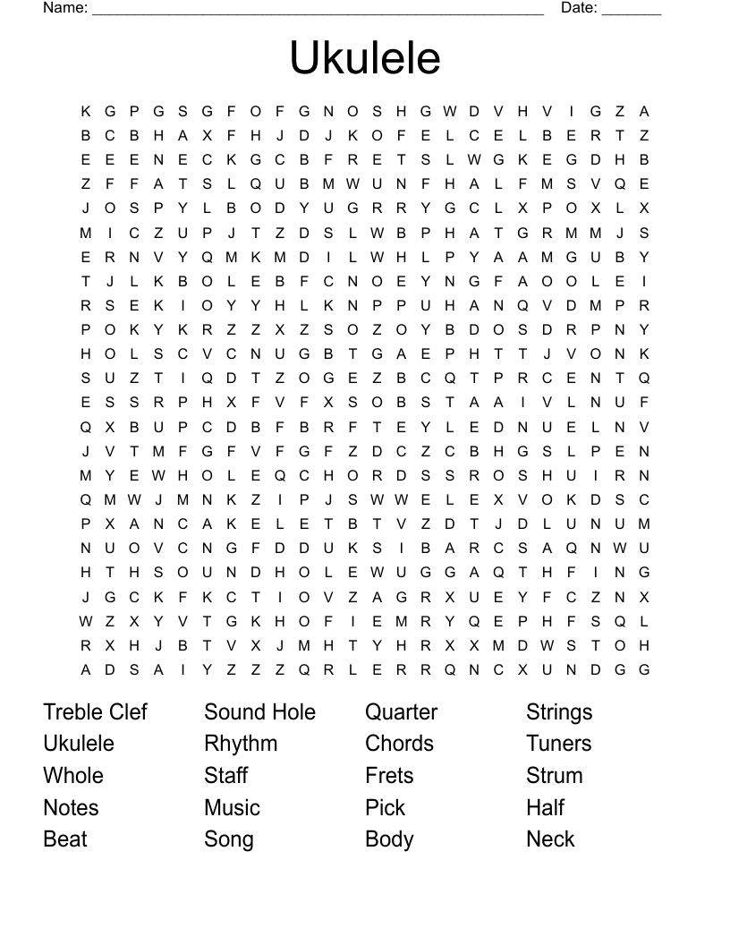 Ukulele Word Search