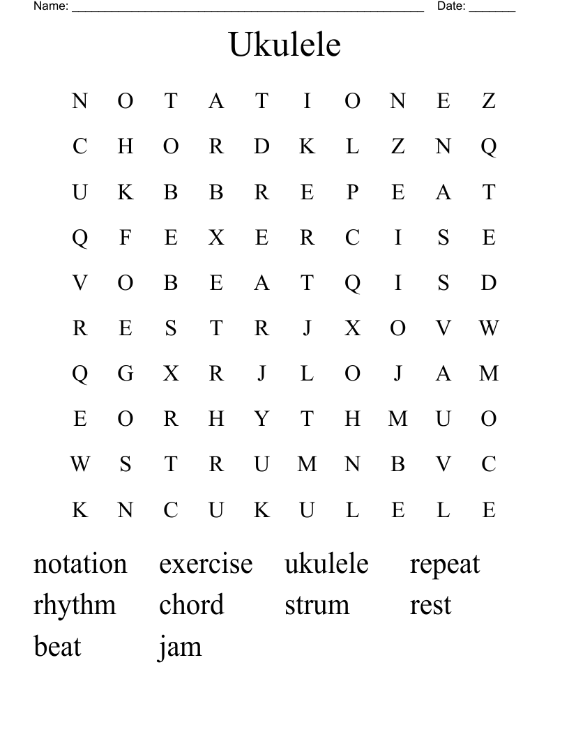 Ukulele Word Search