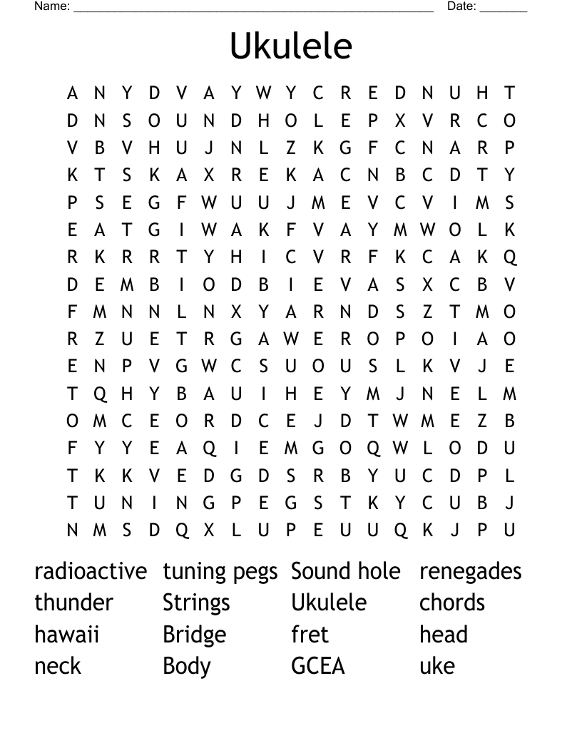 Ukulele Word Search