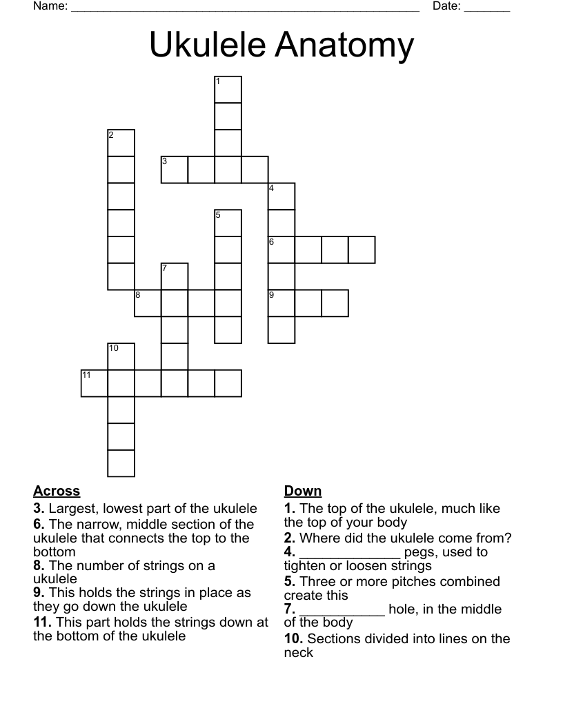 Ukulele Anatomy Crossword