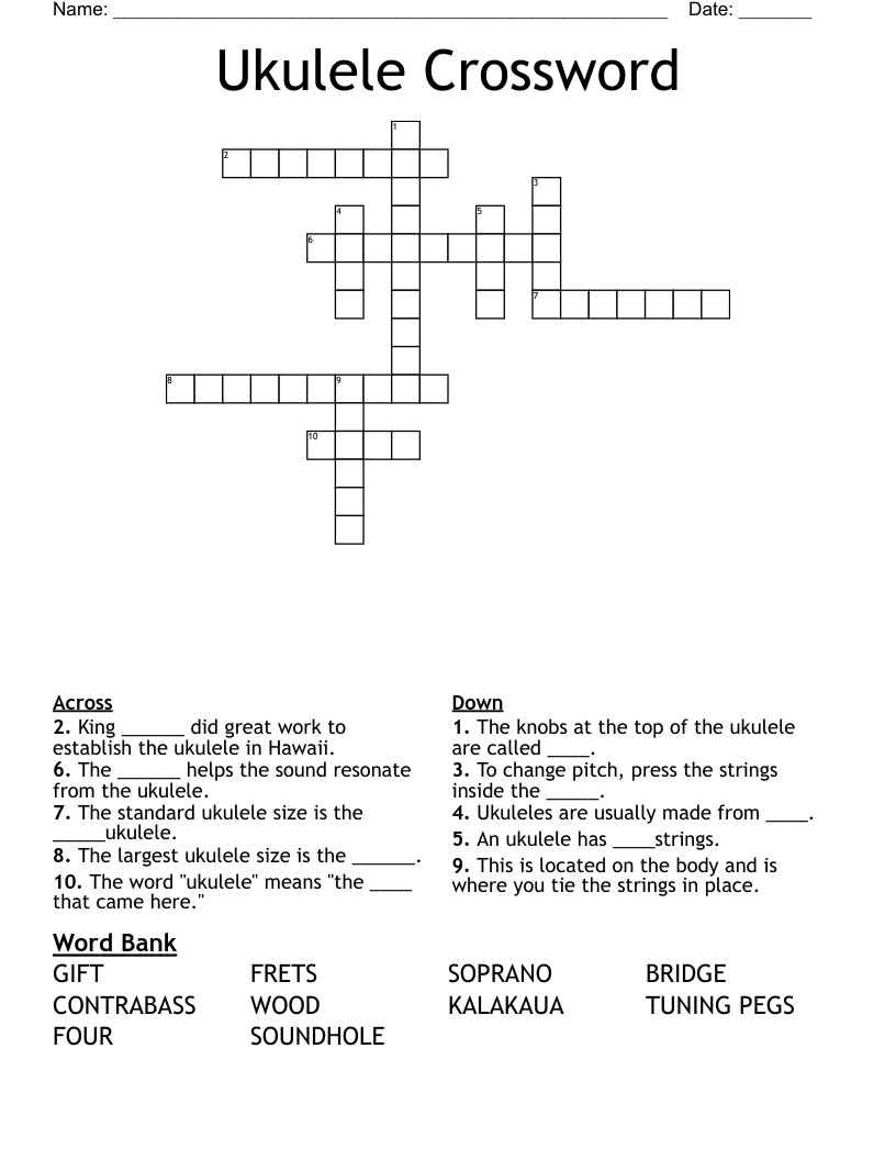 Ukulele Crossword