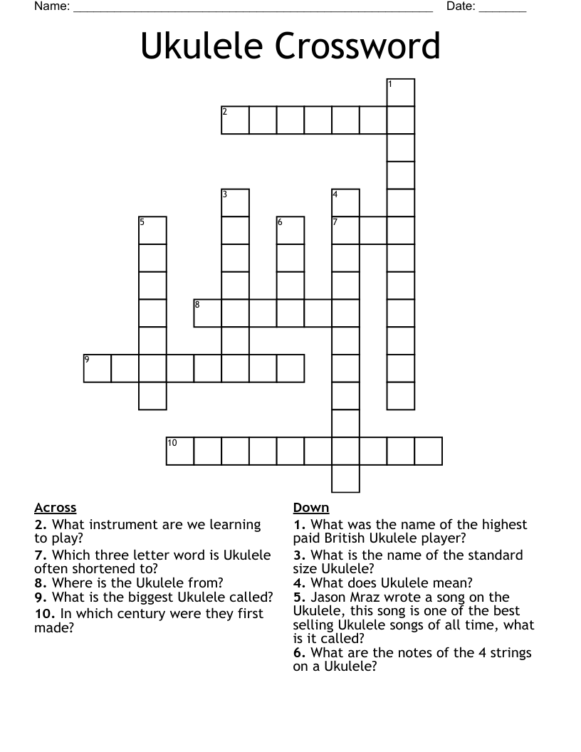 Ukulele Crossword