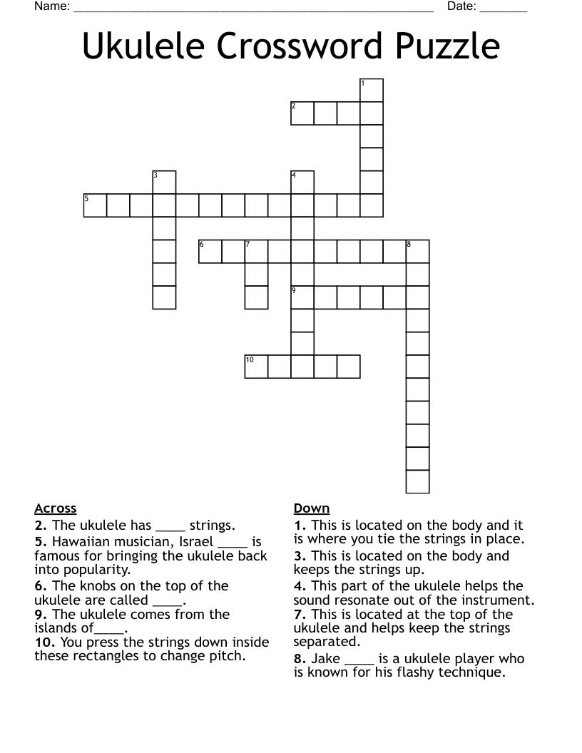 Ukulele Crossword Puzzle