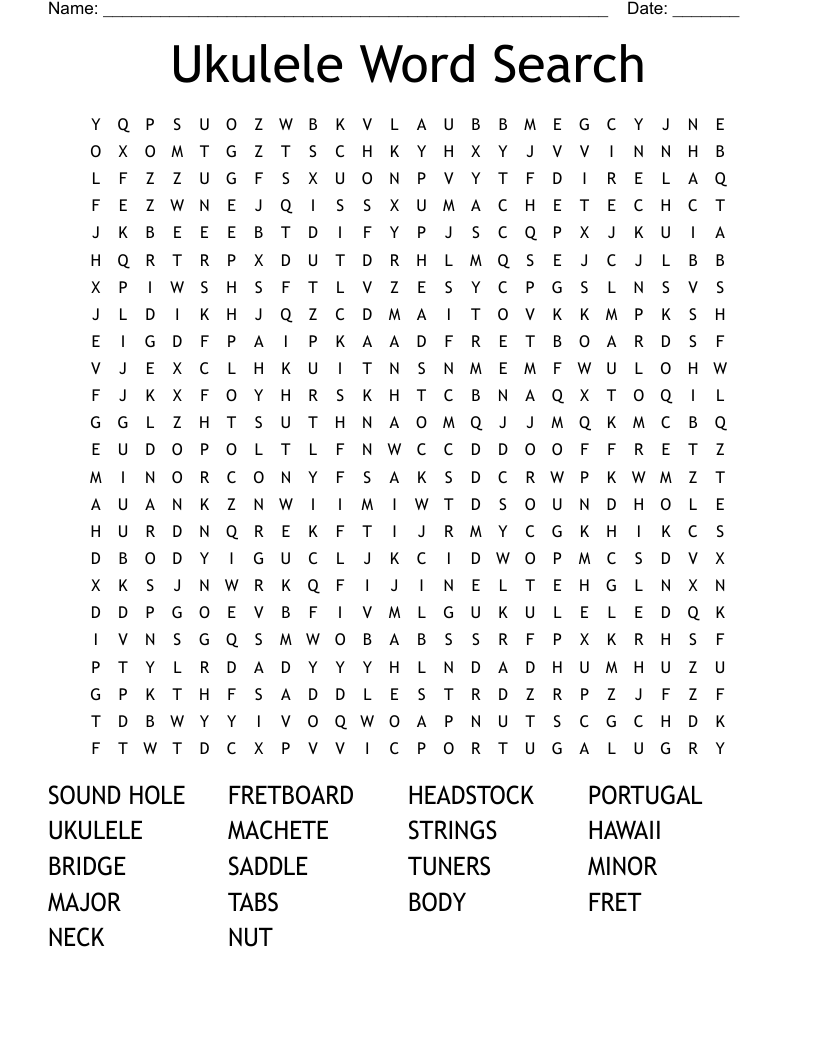 Ukulele Word Search