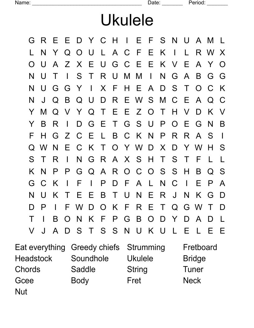 Ukulele  Word Search